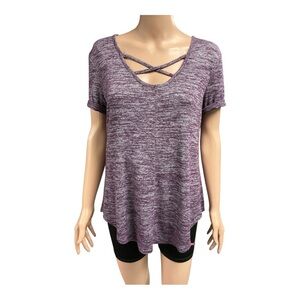 a.n.a. - EC - Purple Gray Asymmetrical Short Sleeve Tee
